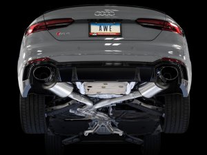 Audi RS 5 Sportback Performance Exhaust - AWE Tuning - Touring Edition Non-Resonated RS Style Tips - Diamond Black - `20-`27